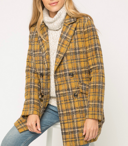 PLAID MUSTARD DOUBLE BREASTED JACKET