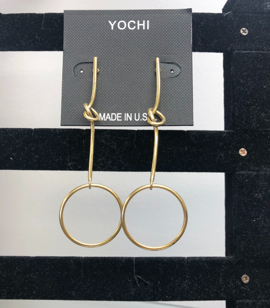 YOCHI DROP CIRCLE EARRINGS WITH KNOT (2 COLORS)