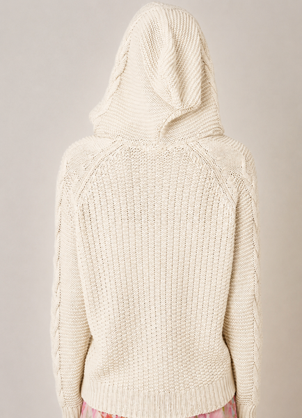 Mystree Cable-Knit Hoodie Sweater