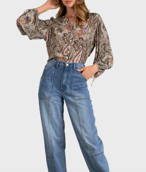 Elan Paisley Boho Blouse