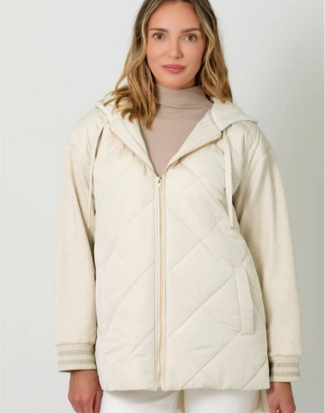 Mystree Mixed Sleeve Puffer Jacket