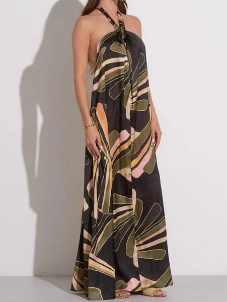 Elan Tulum Halter Backless Maxi Dress