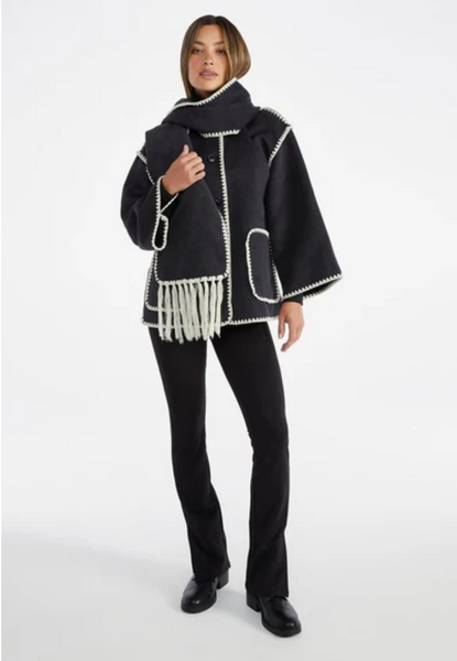 Elan Whip Stitch Scarf Coat