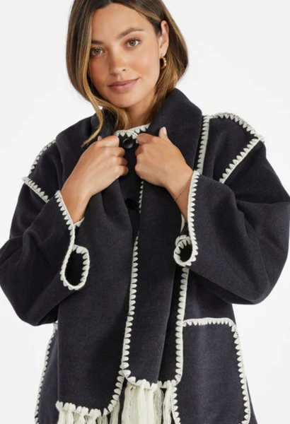 Elan Whip Stitch Scarf Coat