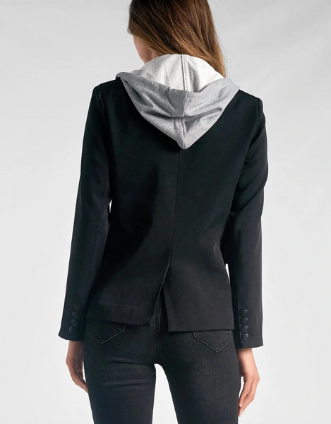 Elan Black Track Blazer with Grey Hoodie Insert