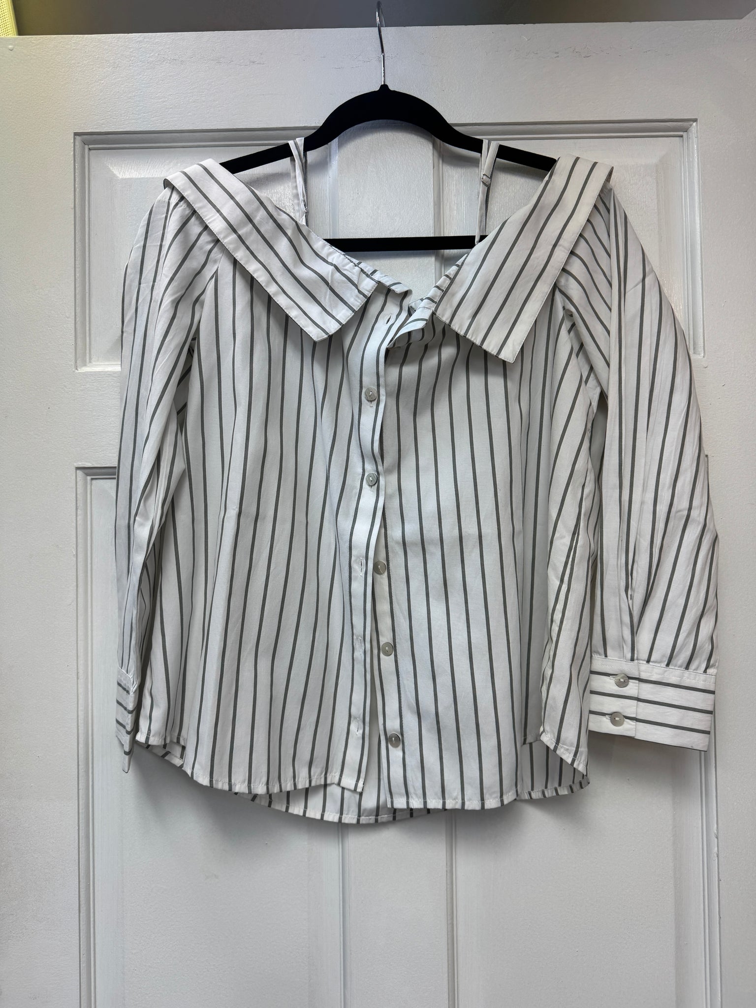 ELAN OFF THE SHOULDER STRIPED BLOUSE