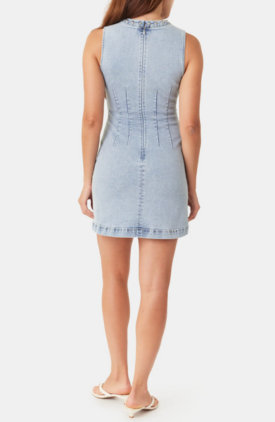 Habitual Studded Seamed Denim Minidress