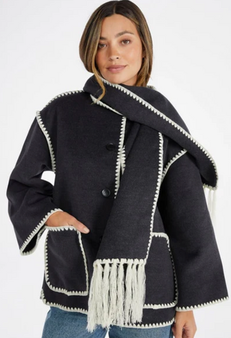 Elan Whip Stitch Scarf Coat