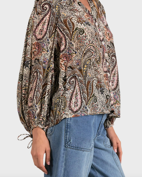 Elan Paisley Boho Blouse