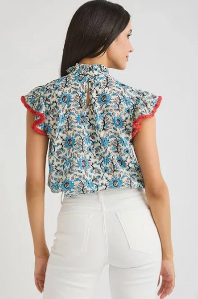 THML FRINGE SLEEVE HIGH NECK TOP