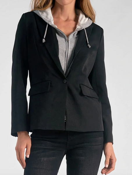Elan Black Track Blazer with Grey Hoodie Insert