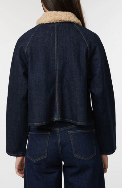 Habitual Faux Shearling Collar Crop Barn Jacket