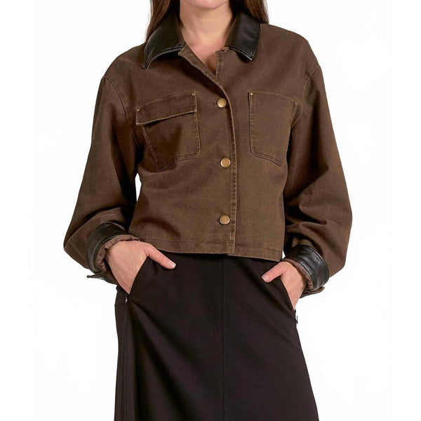 Elan - Barn Coat Jacket With leather Trim