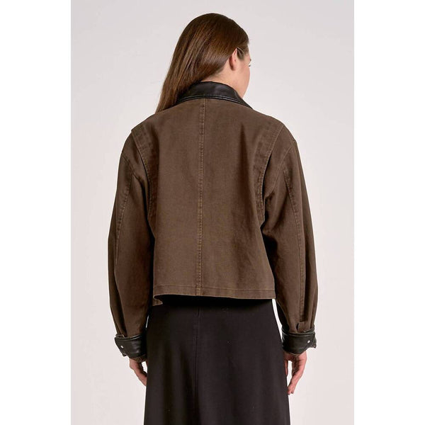 Elan - Barn Coat Jacket With leather Trim