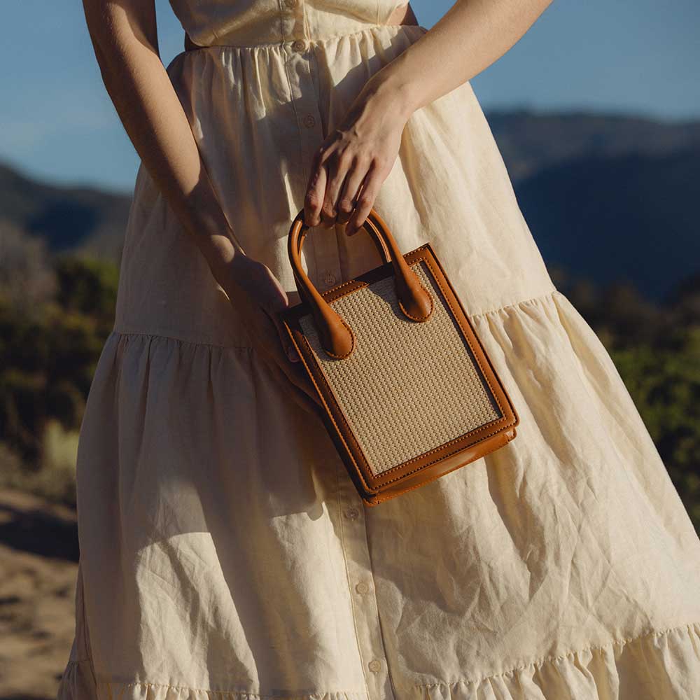 Melie Bianco Roberta Straw Small Tote Bag