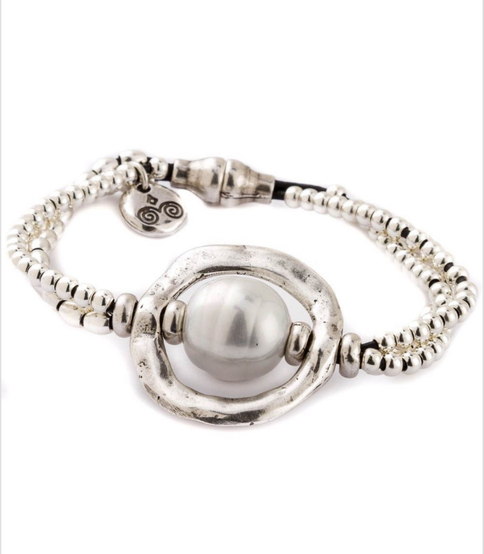 CULTURED PEAL WITH SILVER BEADS BRACELET