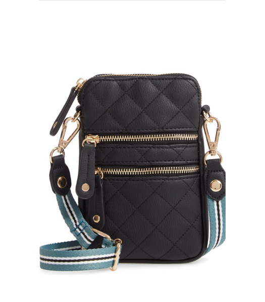 FAUX LEATHER QUILTED CROSSBODY